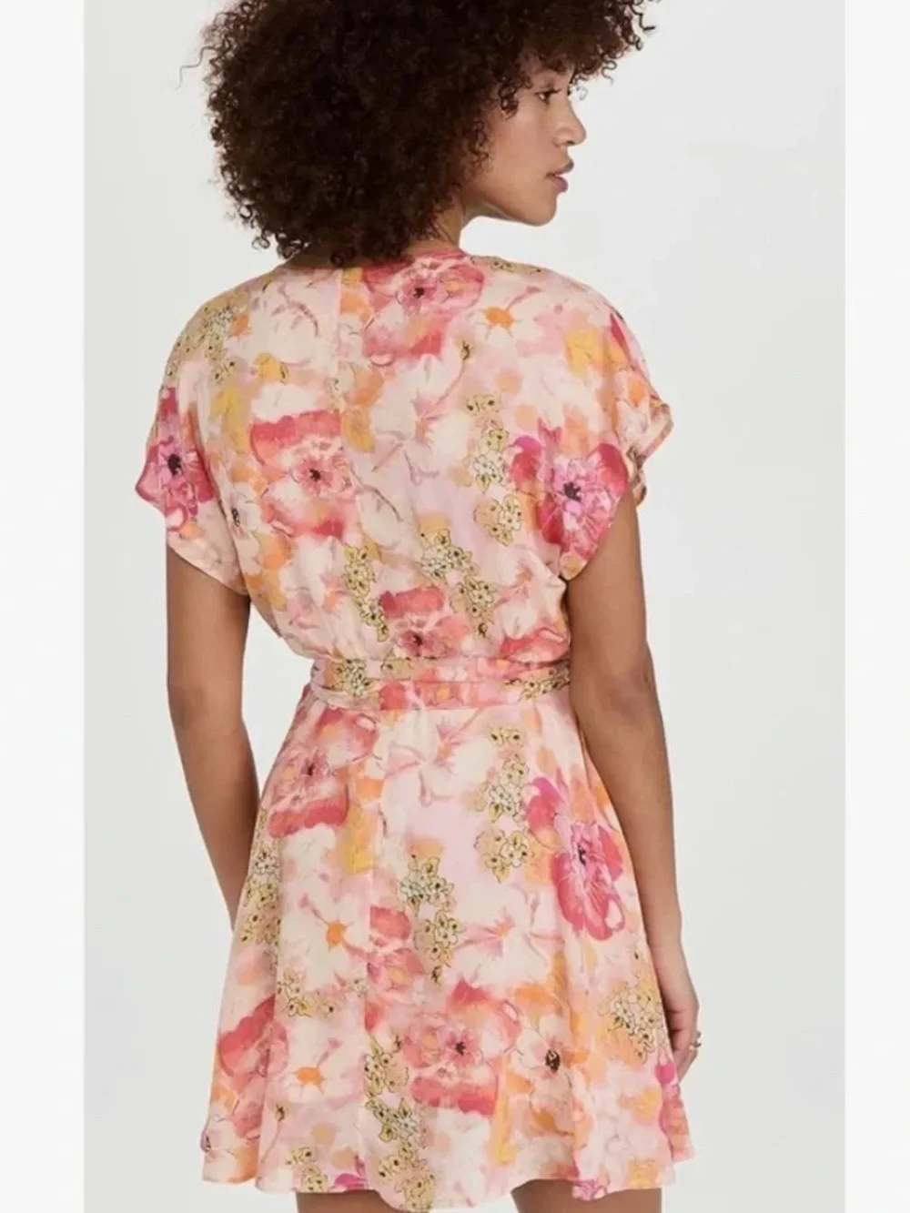 Free People Freddy tie mini dress small Fruit Punch Combo pink print NWT